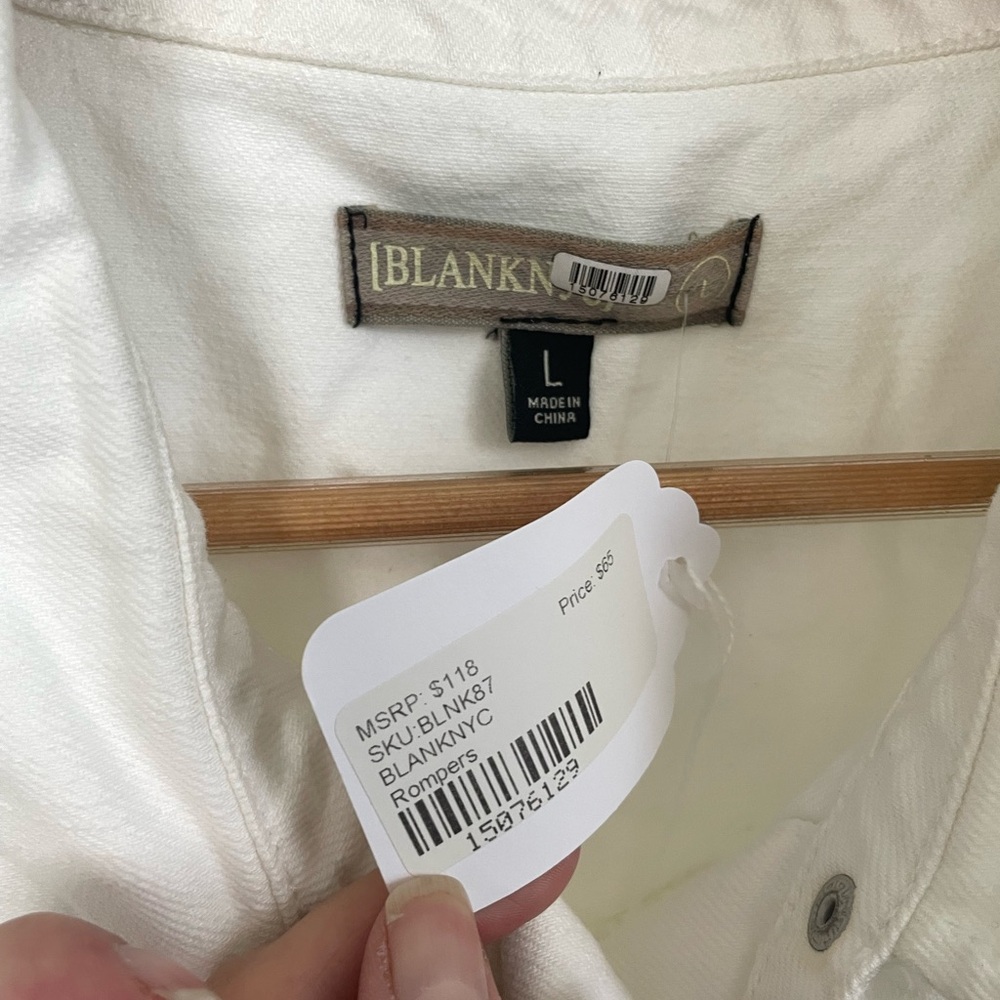 Blank NYC White Jean Shorts Romper L - Picture 2 of 5